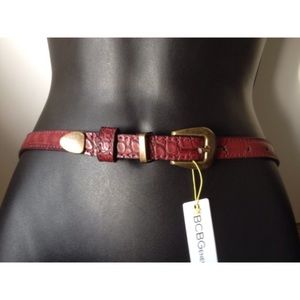 BCBGeneration WAIST BELT CROC SKINNY RED OX BLOOD